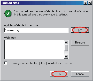 Adding to Trusted Sites - step 3