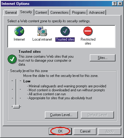 Adding to Trusted Sites - step 4